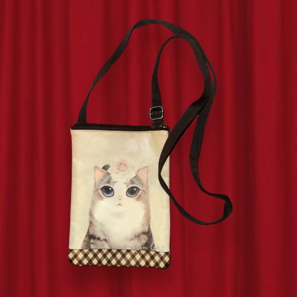 printed graphic cat print tourist crossbody